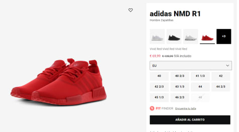 Pack para poner saltar Comerciante itinerante adidas NMD R1 Hombre Zapatillas por 69,99€ en color rojo y blanca