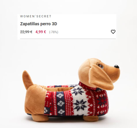 Pico Independiente orientación Zapatillas perro 3D por 4.49€ en Women Secret