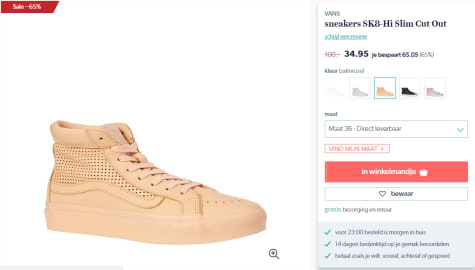 Vans dames Slim Cut Out sneakers voor €34,95