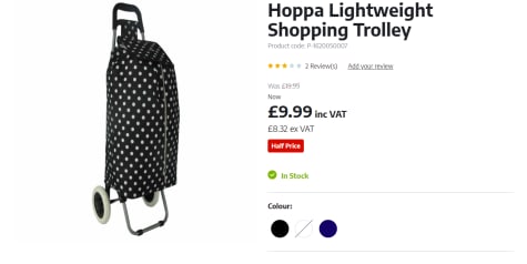 Hoppa Lightweight Shopping Trolley For 8 99 At Ryman