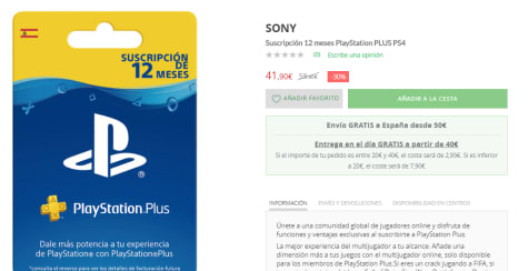 Suscripción 12 meses PlayStation PLUS PS4
