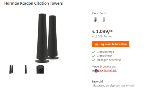 zweep Wijzerplaat Handig Harman Kardon Citation Tower Set - Zwart voor €1.099+ 16.000 ING rentepunten