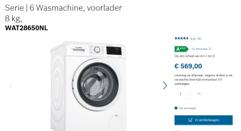 verlamming 鍔 Jong BOSCH WAT28650NL I-DOS wasmachine voor €569