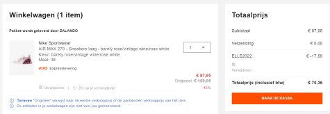 Nike W Air Max 270 Barely Rose Vintage Wine sneakers voor €70,36 dmv code  bij Zalando