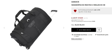 Samsonite Wanderpacks Reistas 2 wielen 65 cm zwart €59,99