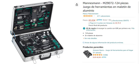 Maletin Herramientas 124 Piezas - Mannesmann - M29072.. con Ofertas en  Carrefour