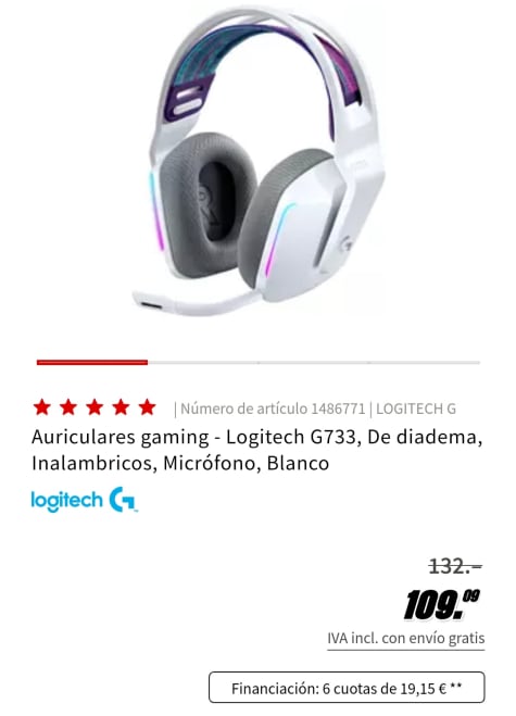 G733 - Logitech - Blanco - Auriculares Gaming inalámbricos