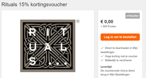 Rituals 15% Kortingsvoucher voor 500 ING Punten