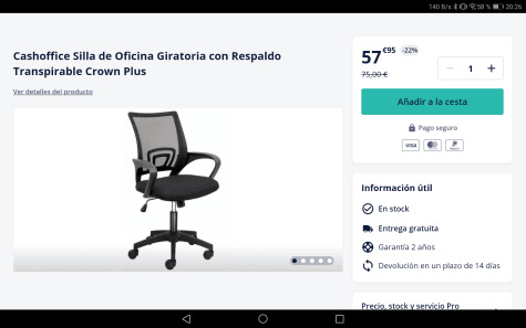 Silla de Oficina Giratoria Crown con Respaldo Transpirable