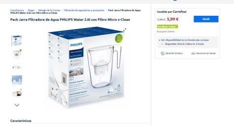 Philips Water Jarra con filtro de agua de 2,6 l con filtro Philips Micro X