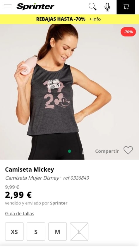 Sudadera Mickey - Celeste - Sudadera Mujer Disney, Sprinter