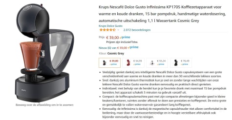 Krups Dolce Gusto Infinissima KP1705 voor €39