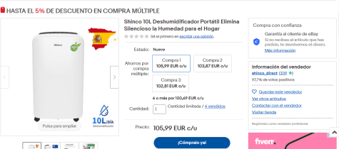 Deshumidificador Y Purificador De Aire 10l. con Ofertas en Carrefour