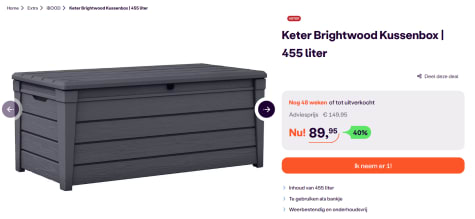 Keter Opbergbox - 455 L voor €89,95 bij iBOOD