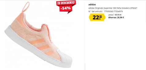 Zapatillas para Niños adidas Originals Superstar 360 por 22.99€ Deporte- Outlet