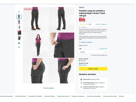 Pantalón cargo de montaña y trekking Mujer Forclaz Travel 100