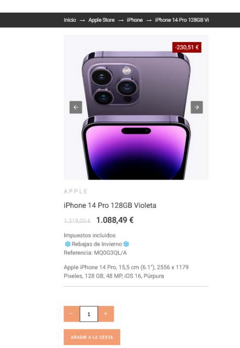 Apple iPhone 14 Pro Max 128 GB morado desde 999,90 €