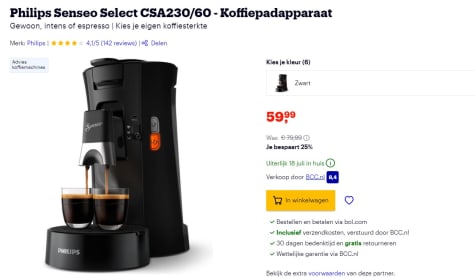 hond boiler Klooster Philips Senseo Select CSA230/60 - Koffiepadapparaat voor €59,99 bij bol.com