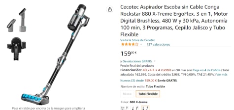 Aspirador escoba sin cable Cecotec Conga Rockstar 880 X-Treme