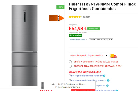 Frigorífico HAIER HTR3619FNMN