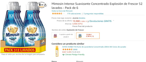 Mimosín Intense Explosión De Frescor Suavizante Al Mejor Precio