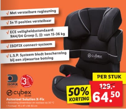 Souvenir Ontvanger als Cybex Autostoel Solution X-Fix Pure Black voor €64,50