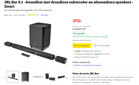 Voorbijgaand Gesprekelijk Beleefd JBL Bar 5.1 - Soundbar met draadloze subwoofer en afneembare speakers voor  €372
