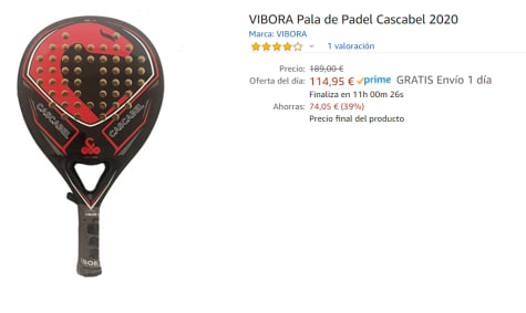 VIBORA Pala de Padel Cascabel 114.95€ en Amazon