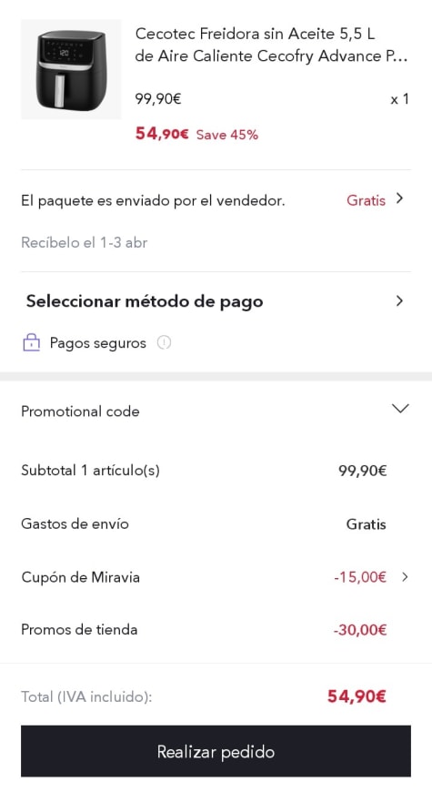 Esta freidora de aire Cecotec ¡tiene ahora un 55% de descuento!