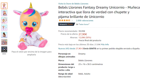 Bebés Llorones Fantasy Dreamy Unicornio