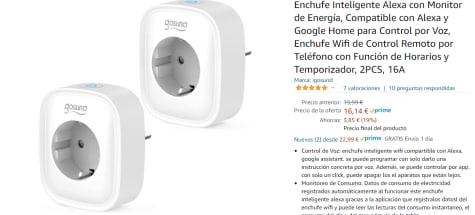 Pack de 2 Enchufes Inteligentes - Compatible con  Alexa, Echo, Google  Home, Temporizador