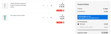 1+1 Gratis op alle Zonbescherming en Aftersun producten bij Etos Aanbiedingen