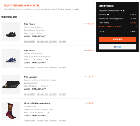 Nike Kortingscode: 20% extra korting op de sale tot 50% korting Aanbiedingen