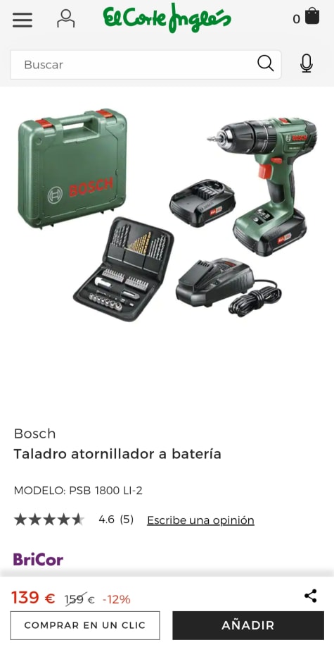 Taladro atornillador a batería Bosch PSB 1800 LI-2