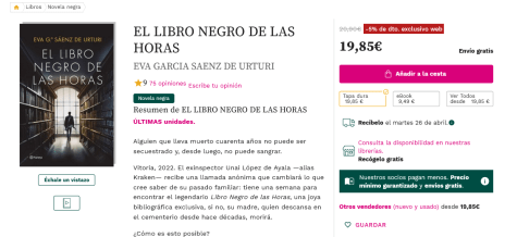 El libro negro de las horas' de Eva García Sáenz de Urturi, un