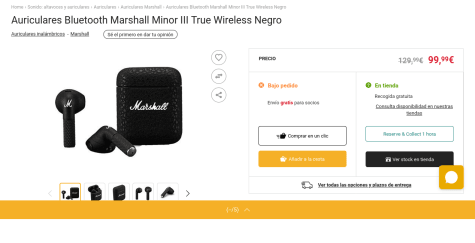 Marshall Bluetooth Monitor Bluetooth Auriculares Negro con Ofertas en  Carrefour