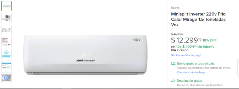 Minisplit Inverter 220v $12,299 en Aires Aurum