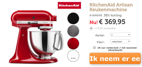 KitchenAid Artisan 5KSM150PSEER - Keukenmachine - Keizer voor €369,95