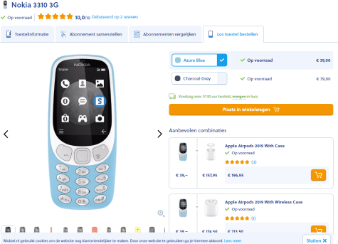 Nokia 3310 (3G) voor €39 Aanbiedingen