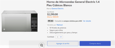 Horno de Microondas General Electric JES11W 1.1 Pies Cúbicos Silver - Quien  tiene el mejor precio? - Nau