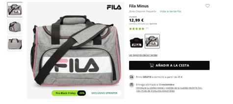 ▷ Chollo Bolsa de deporte Fila Minus por sólo 11,99€ (20% de descuento)