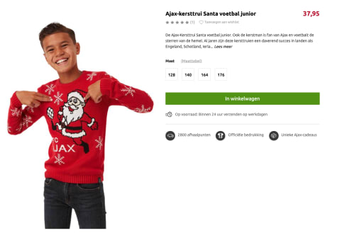 Ajax kersttrui met 1+1 gratis