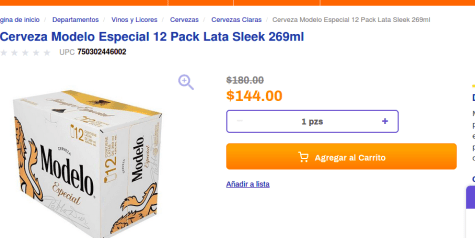 Cerveza Modelo Especial 12 Pack por $144 en Chedraui