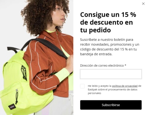 15% DTO al Suscribirte a la Newsletter de Eastpak