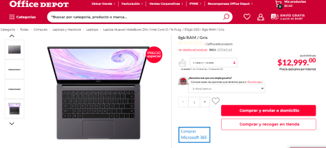 Hot sale laptop huawei matebook D14 $12,999 en Office Depot