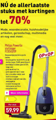 Gelovige een beetje Voorbijganger Philips PowerGo FC8245/09 - Stofzuiger met zak voor €59,99