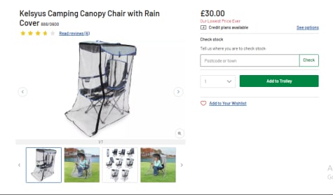 argos camping chair with rain cover