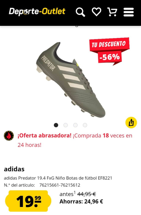 Adidas Predator Botas Fútbol Multitacos Niño por 19,99€.