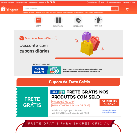 Aproveite! Shopee tem cupom de frete grátis para compras a partir