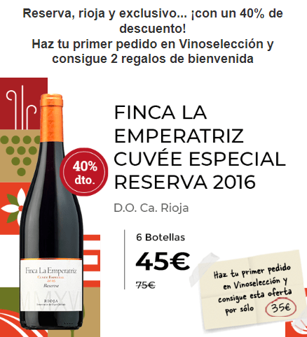 6 botellas de Finca La Emperatriz Cuvée Especial Reserva 2016 por 35€